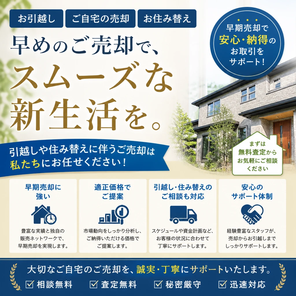 スピーディな自宅売却で新たな生活をスタート！