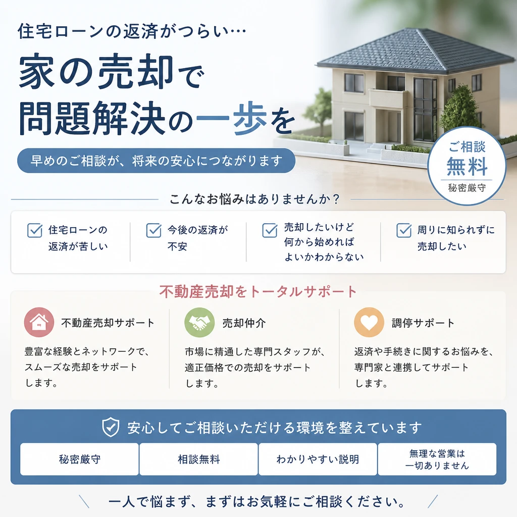 その自宅、売却することで返済の悩みから解放されるかもしれません。
