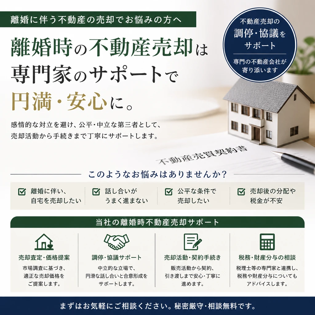 離婚に伴う自宅売却はお任せください。