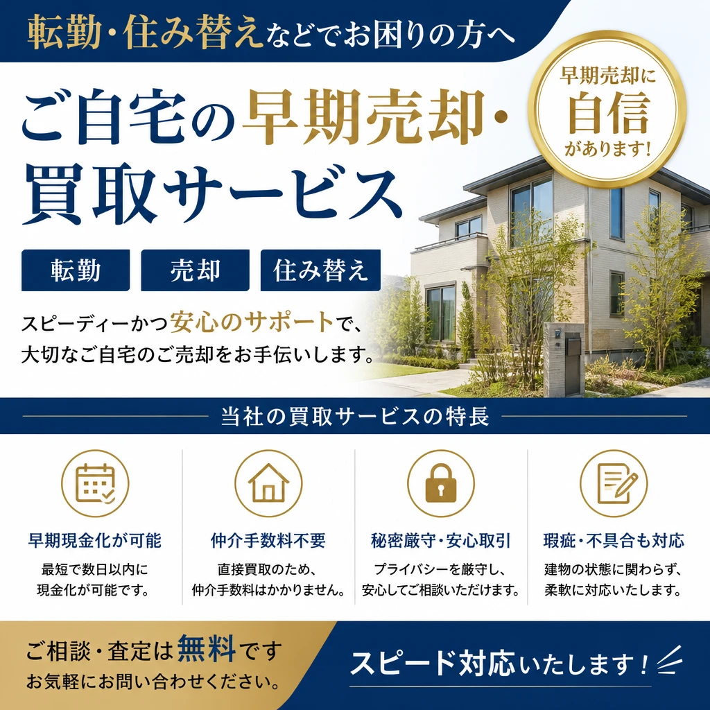 転勤が決まったあなたへ、自宅の早期売却をサポートする買取サービス