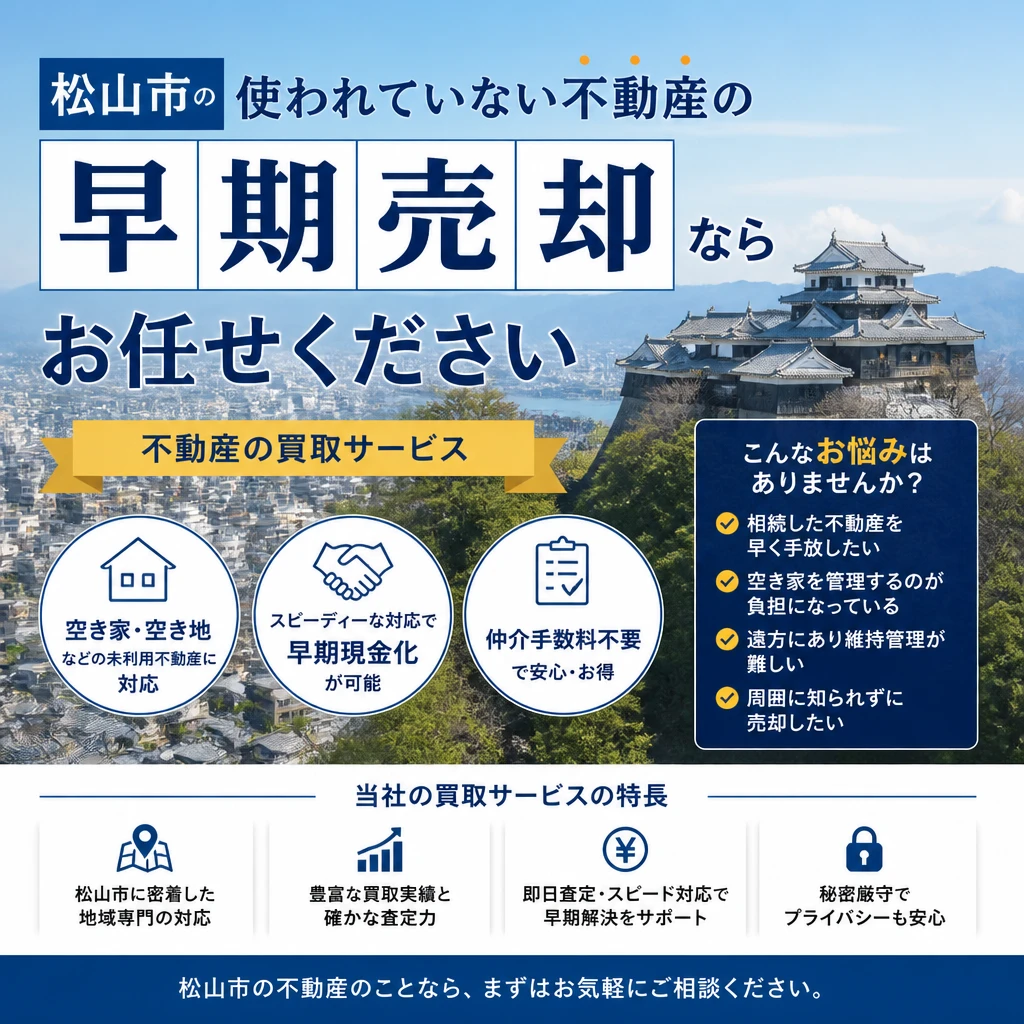 松山市の遊休不動産を早期に現金化！簡単買取サービスを提供します！