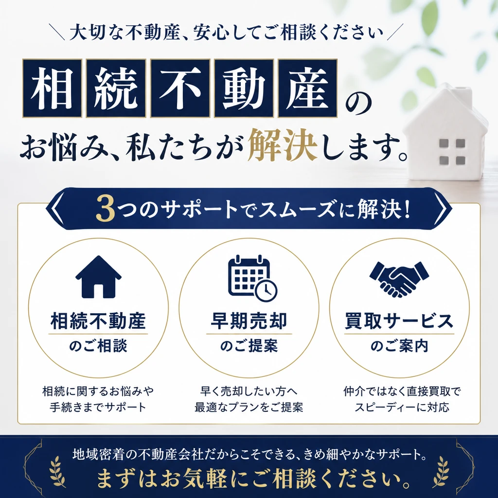 相続不動産の早期売却・買取を通じて、あなたの不安を解消します